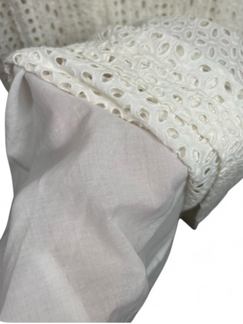 Madewell White Eyelet Ruffle-Sleeve Pintuck Mini Dress. 100% Cotton, Size L - Picture 8 of 9
